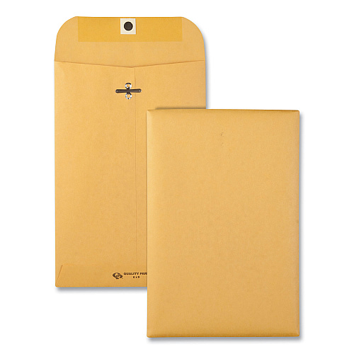 Quality Park Clasp Envelope, #1, Square Flap, Clasp/Gummed Closure, 6 x 9, Brown Kraft, 100/Box (37755)