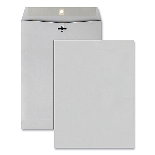 Quality Park Clasp Envelope, #90, Square Flap, Clasp/Gummed Closure, 9 x 12, Executive Gray, 100/Box (38590)