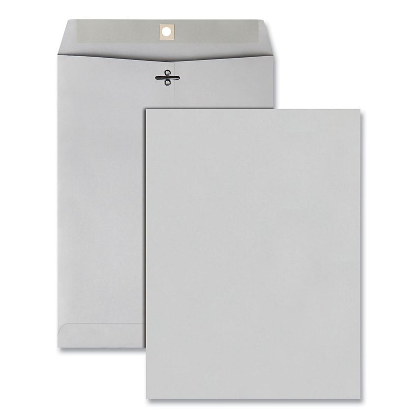 Quality Park Clasp Envelope, #90, Square Flap, Clasp/Gummed Closure, 9 x 12, Executive Gray, 100/Box (38590)