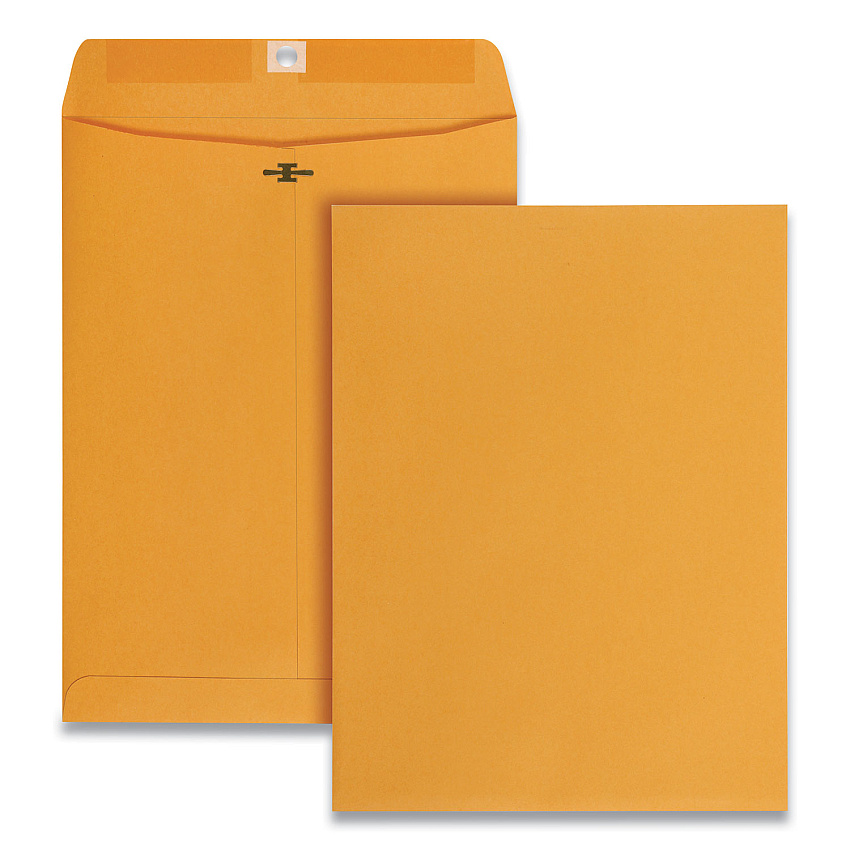 Quality Park Clasp Envelope, #90, Square Flap, Clasp/Gummed Closure, 9 x 12, Brown Kraft, 250/Carton (37590)