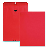 Quality Park Clasp Envelope, #90, Square Flap, Clasp/Gummed Closure, 9 x 12, Red, 10/Pack (38734)