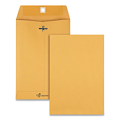 Quality Park Clasp Envelope, #1 3/4, Square Flap, Clasp/Gummed Closure, 6.5 x 9.5, Brown Kraft, 100/Box (37763)