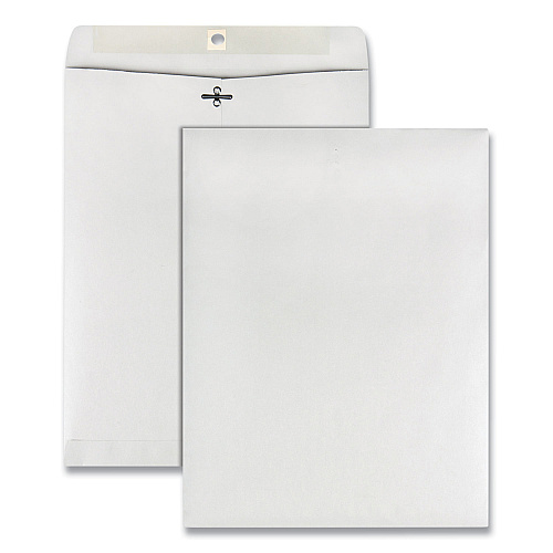Quality Park Clasp Envelope, #97, Square Flap, Clasp/Gummed Closure, 10 x 13, White, 100/Box (38397)