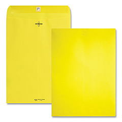 Quality Park Clasp Envelope, #90, Square Flap, Clasp/Gummed Closure, 9 x 12, Yellow, 10/Pack (38736)