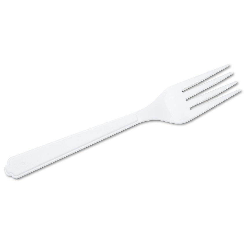 AbilityOne 7340000221315, SKILCRAFT, Plastic Flatware, Type III, Fork, White, 100/Pack