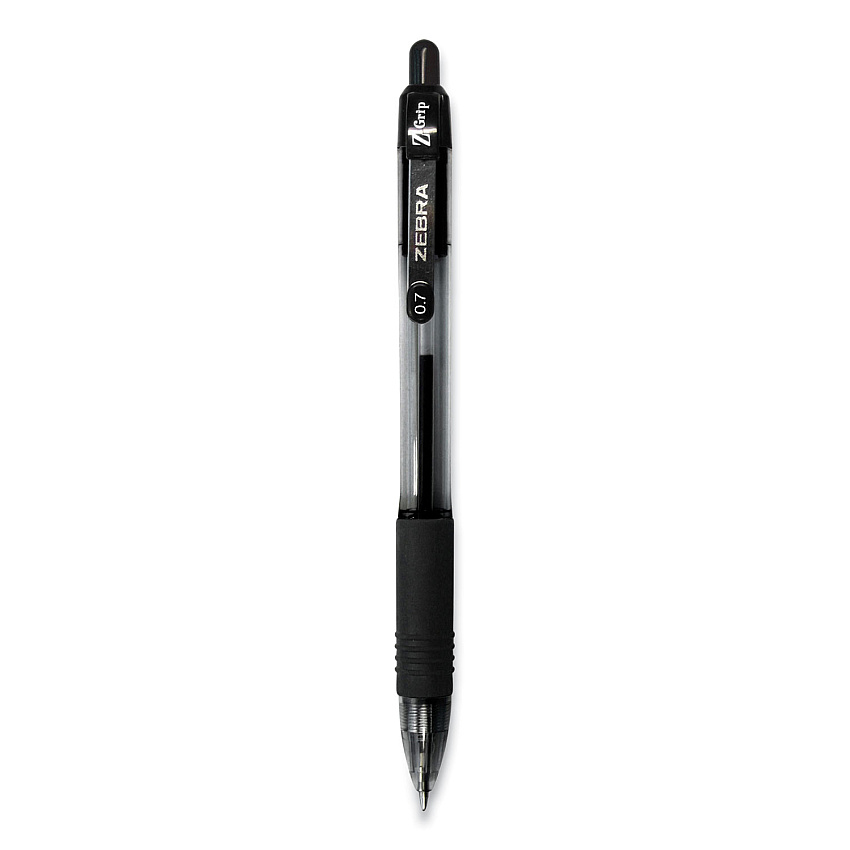 Zebra Z-Grip Ballpoint Pen, Retractable, Medium 0.7 mm, Black Ink, Black Tinted Barrel, 30/Pack (25130)