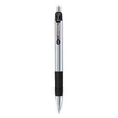 Zebra Z-Grip Metal Ballpoint Pen, Retractable, Medium 1 mm, Black Ink, Silver Barrel, 12/Pack (27010)