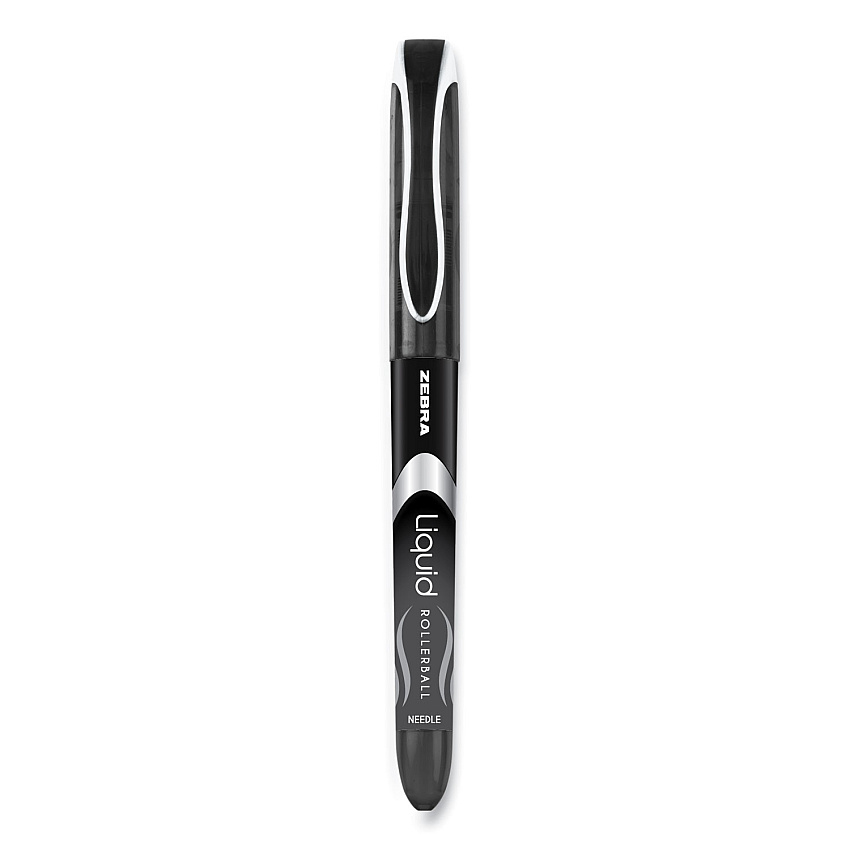 Zebra Liquid Ink Roller Ball Pen, Stick, Extra-Fine 0.5 mm, Black Ink, Black Barrel, 12/Pack (44410)