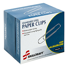 AbilityOne 7510001614292 SKILCRAFT Paper Clips, Small (No. 1), Silver, 1,000/Box