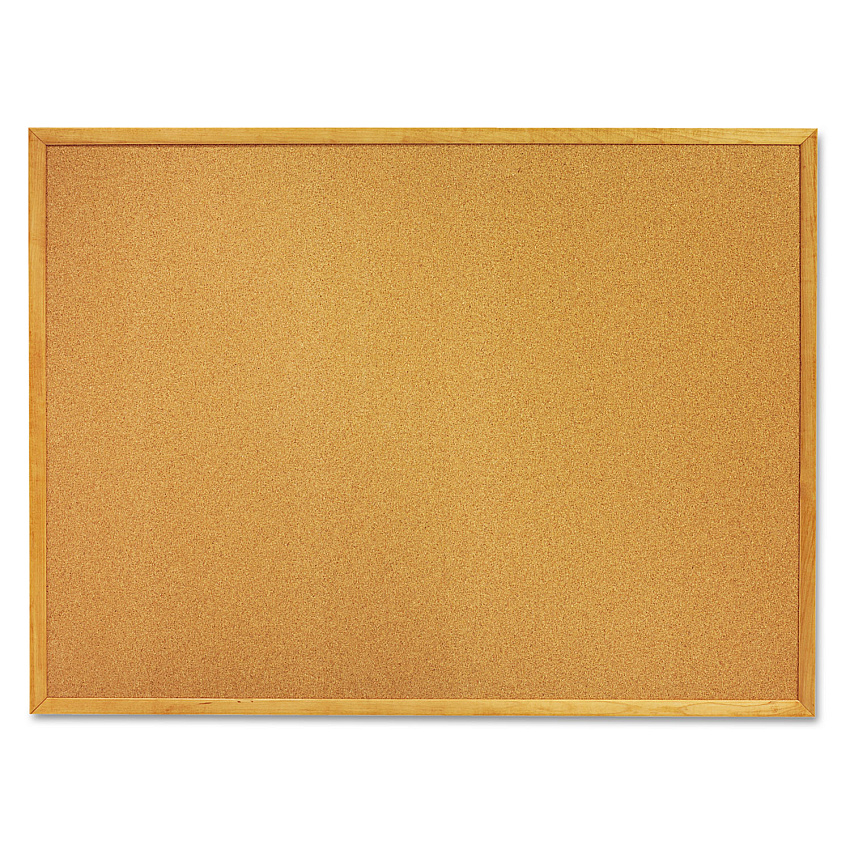 AbilityOne 7195012354161 SKILCRAFT Quartet Cork Board, 36 x 24, Oak Frame