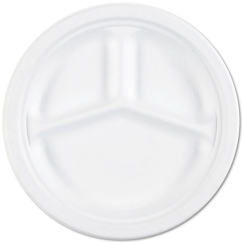 AbilityOne 7350012636700, SKILCRAFT, Waterproof Paper Plates, 10.25" dia, 0.88" Deep, White, 500/Box