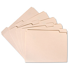 AbilityOne 7530002815941 SKILCRAFT Manila File Folder, 1/5-Cut Tabs: Assorted, Letter Size, 0.75" Expansion, Manila, 100/Box
