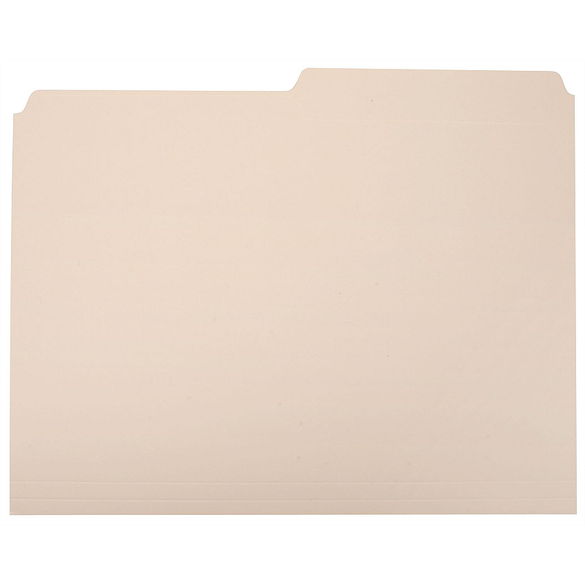 AbilityOne 7530002815945 SKILCRAFT Manila File Folder, 1/2-Cut Tabs: Assorted, Letter Size, 0.75" Expansion, Manila, 100/Box