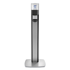 PURELL MESSENGER ES8 Silver Panel Floor Stand with Dispenser, 1,200 mL, 16.75 x 6 x 40, Silver/Graphite (7318DSSLV)