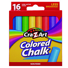 Cra-Z-Art Colored Chalk, Assorted Colors, 16/Pack (1080148)