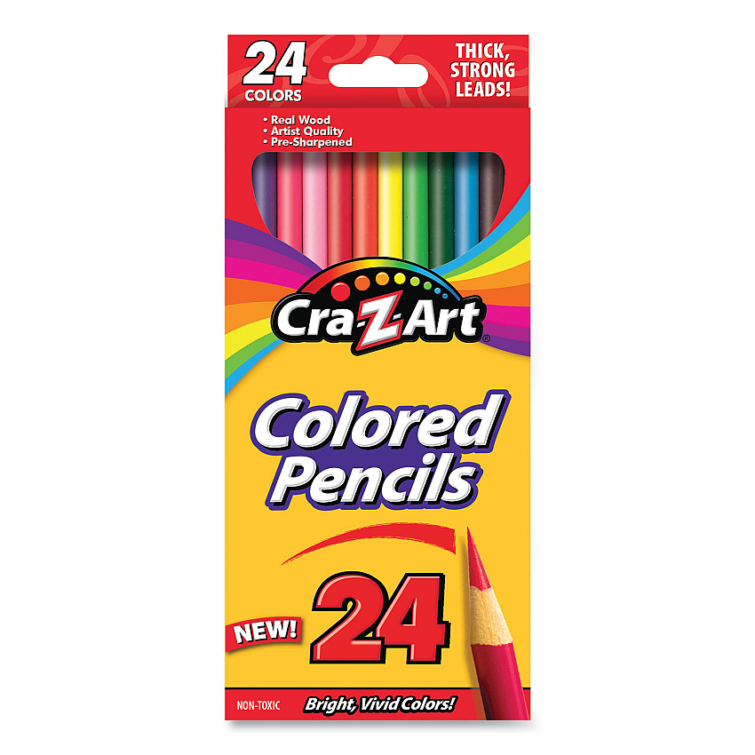 Cra-Z-Art Colored Pencils, 24 Assorted Lead/Barrel Colors, 24/Set (10403WM40)