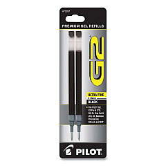 Refill for Pilot G2 Gel Ink Pens, Ultra-Fine Conical Tip, Black Ink, 2/Pack (77287)