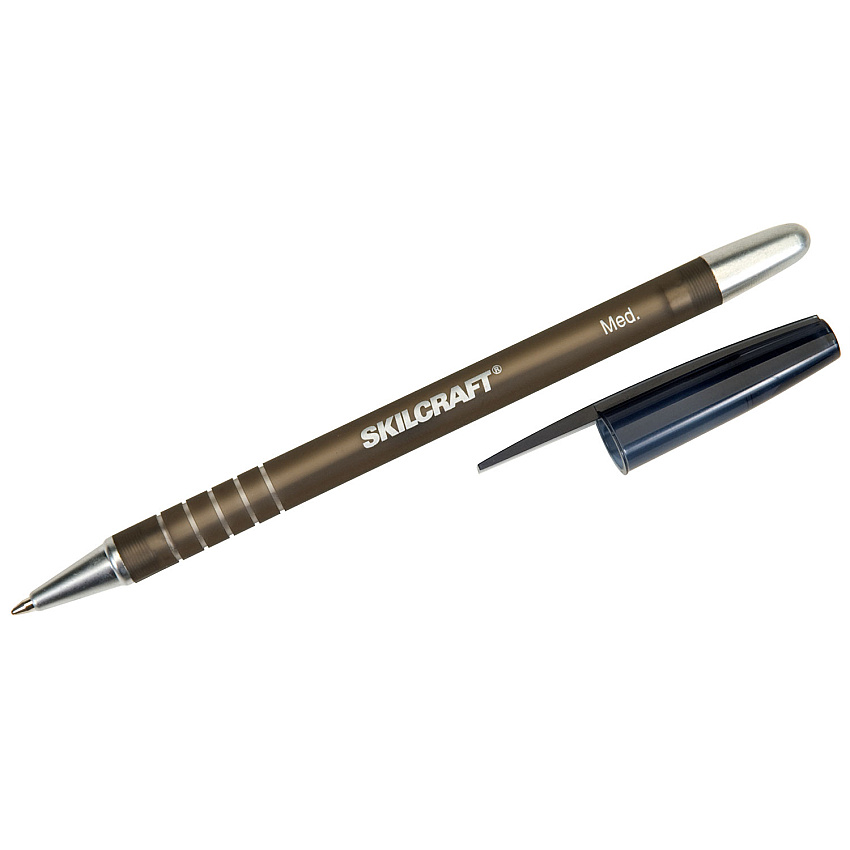 AbilityOne 7520013576844 SKILCRAFT Rubberized Ballpoint Pen, Stick, Medium 1 mm, Black Ink, Black Barrel, Dozen