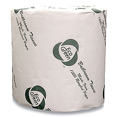 Eco Green Recycled 2-Ply Standard Toilet Paper, Septic Safe, White, 600 Sheets/Roll, 48 Rolls/Carton (EBW680)
