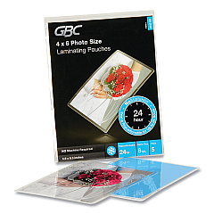 GBC SelfSeal NoMistakes Repositionable Self-Adhesives, 8 mil, 4.6" x 6.3", Gloss Clear, 5/Pack (3747199)