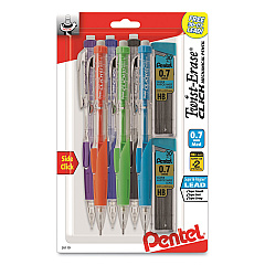 Pentel Twist-Erase CLICK Mechanical Pencil, 0.7 mm, HB (#2.5), Black Lead, Assorted Barrel Colors, 6/Pack (PD277TLBPS6M)