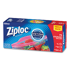 Ziploc Seal Top Bags, 1 gal, 10.75" x 10.56, Clear, 75/Box (314472)