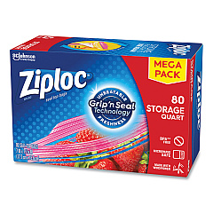 Ziploc Seal Top Bags, Quart, 7.44" x 7", Clear, 80/Box (314471)