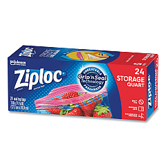 Ziploc Seal Top Bags, 1 qt, 7.44" x 7", Clear, 24/Box (314466)