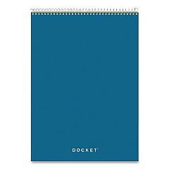 TOPS Docket Ruled Wirebound Pad with Cover, Wide/Legal Rule, Blue Cover, 70 Canary-Yellow 8.5 x 11.75 Sheets (63621)