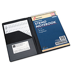 AbilityOne 7510014547388 SKILCRAFT Vinyl Steno Pad Holder, Vinyl/Foam, 6" x 9", 80 Page, Black