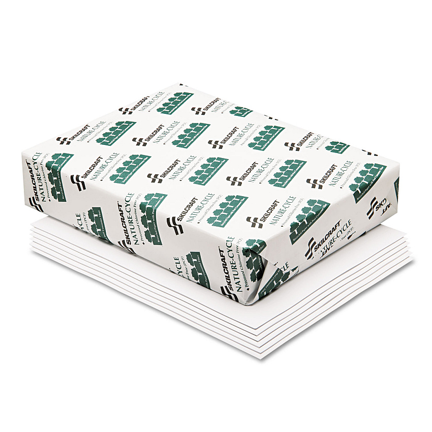 AbilityOne 7530015038441 SKILCRAFT CL-Free Copy Paper, 92 Bright, 20 lb Bond Weight, 8.5 x 11, White, 500 Sheets/Ream, 10 Reams/Carton