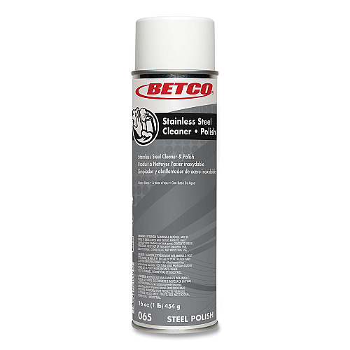 Betco Stainless Steel Cleaner and Polish, Characteristic Scent, 16 oz Aerosol Spray, 12/Carton (652300)