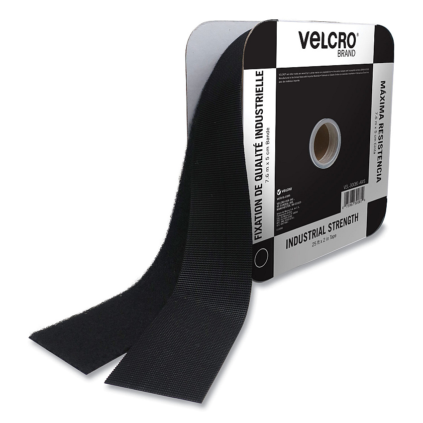 VELCRO Brand Industrial Strength Heavy-Duty Fasteners, 2" x 25 ft, Black (30081)