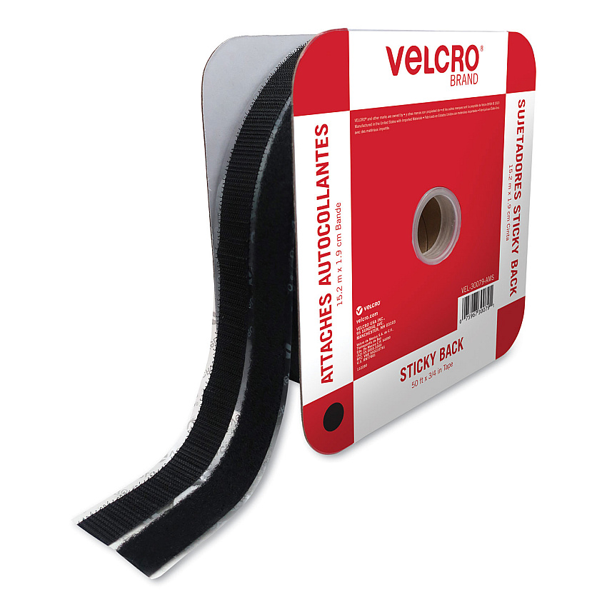 VELCRO Brand Sticky-Back Fasteners, Removable Adhesive, 0.75" x 50 ft, Black (30079)