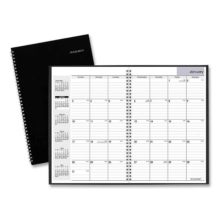 AT-A-GLANCE DayMinder Monthly Planner, Ruled Blocks, 12 x 8, Black Cover, 14-Month (Dec to Jan): 2022 to 2024 (SK200)