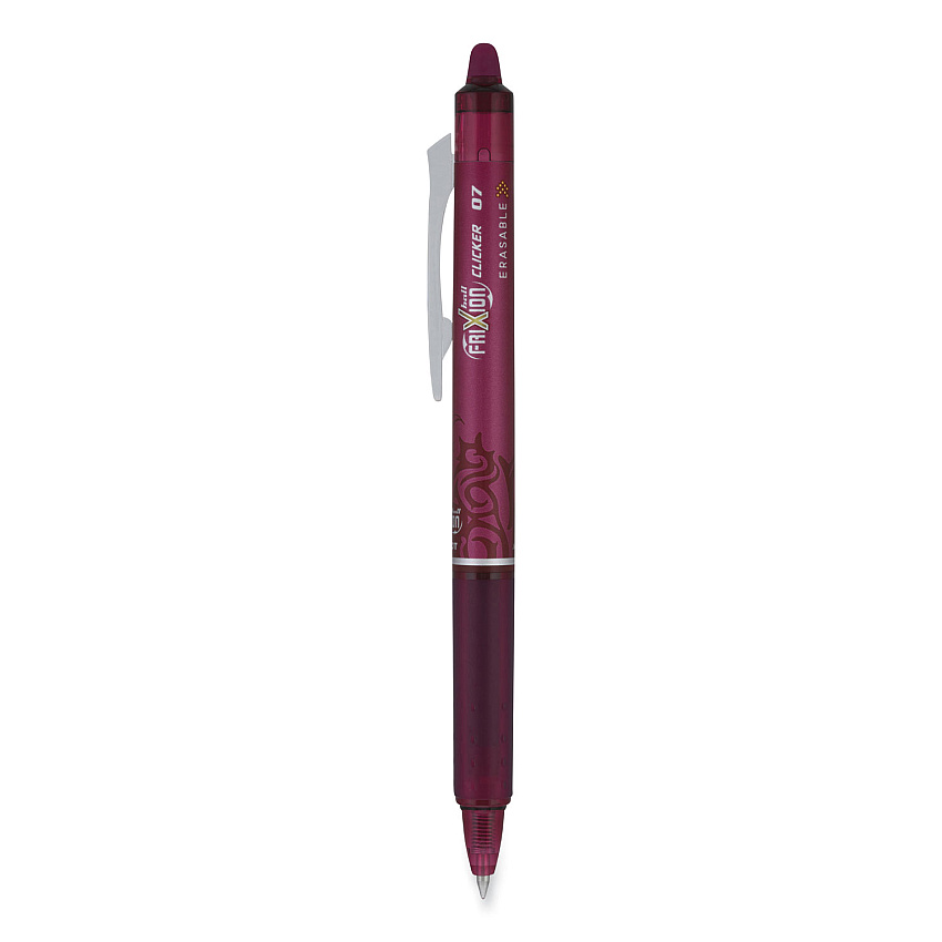 Pilot FriXion Clicker Erasable Gel Pen, Retractable, Fine 0.7 mm, Burgundy Ink, Burgundy Barrel, Dozen (15131)