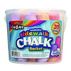 Cra-Z-Art Washable Sidewalk Jumbo Chalk in Storage Bucket with Lid and Handle, 12.63", 20 Assorted Colors (108076)