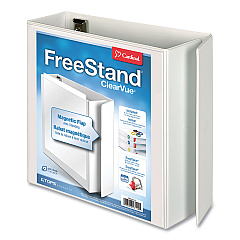 Cardinal FreeStand Easy Open Locking Slant-D Ring Binder, 3 Rings, 4" Capacity, 11 x 8.5, White (43140CB)