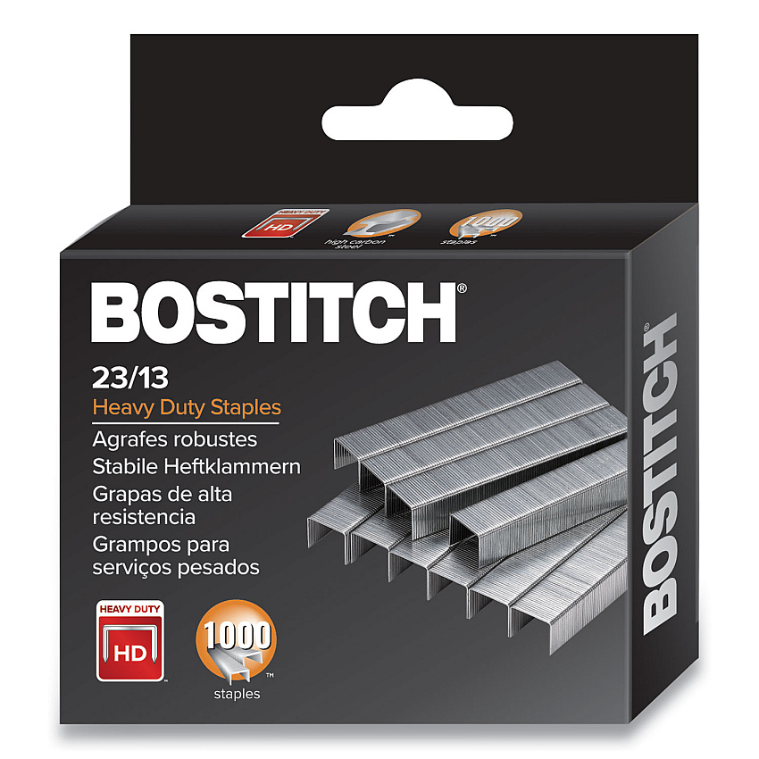 Bostitch Premium Heavy-Duty Staples, 0.5" Leg, 0.5" Crown, Steel, 1,000/Box (1913)