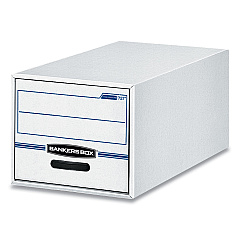 Bankers Box STOR/DRAWER Basic Space-Savings Storage Drawers, Letter Files, 14" x 25.5" x 11.5", White/Blue, 6/Carton (00721)