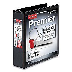 Cardinal Premier Easy Open ClearVue Locking Slant-D Ring Binder, 3 Rings, 2" Capacity, 11 x 8.5, Black (10321)