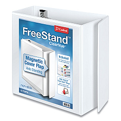 Cardinal FreeStand Easy Open Locking Slant-D Ring Binder, 3 Rings, 5" Capacity, 11 x 8.5, White (43150)
