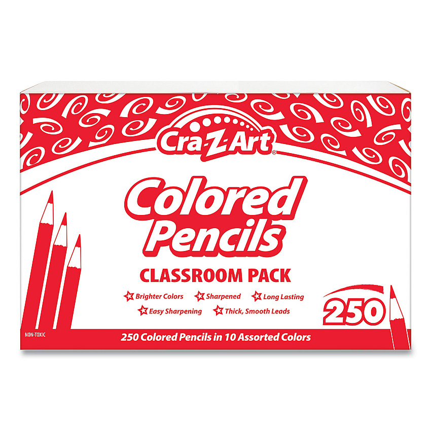 Cra-Z-Art Colored Pencils, 10 Assorted Lead/Barrel Colors, 250/Set (740011)