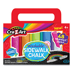 Cra-Z-Art Washable Sidewalk Chalk, Triangle Shaped, 12.63", 48 Assorted Bright Colors, 48 Sticks/Set (10880)