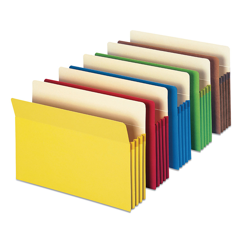 Smead Colored File Pockets, 3.5" Expansion, Letter Size, Assorted Colors, 5/Pack (73892)