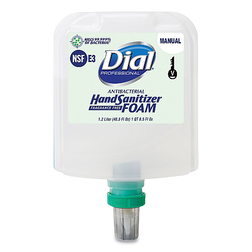 Antibacterial Foaming Hand Sanitizer Refill for Dial 1700 V Dispenser, Fragrance-Free, 1.2 L, 3/Carton (19717CT)