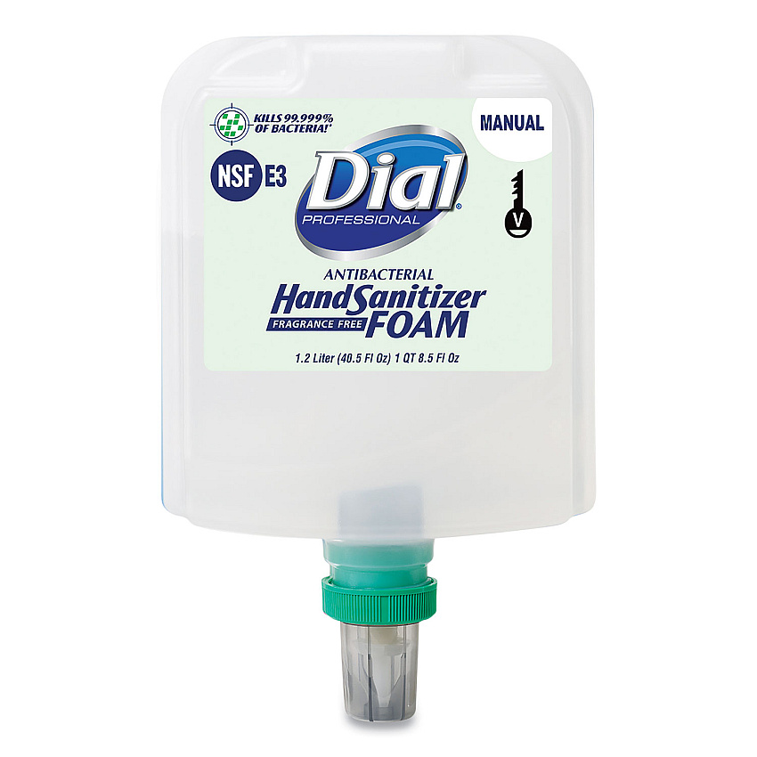 Antibacterial Foaming Hand Sanitizer Refill for Dial 1700 V Dispenser, Fragrance-Free, 1.2 L, 3/Carton (19717CT)