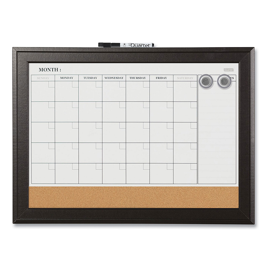 Quartet Home Decor Magnetic Combo Dry Erase with Cork Board on Bottom, 23 x 17, Espresso Wood Frame (79275)