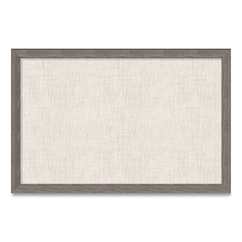 U Brands Linen Bulletin Board with Rustic Frame, 35 x 23, Beige Surface, Brown Frame (4891U0001)