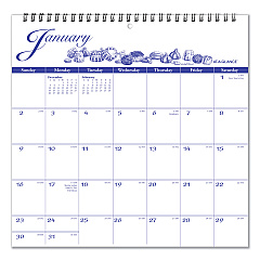 AT-A-GLANCE Illustrators Edition Wall Calendar, Victorian Illustrations Artwork, 12 x 12, White/Blue Sheets, 12-Month (Jan-Dec): 2023 (G100017)